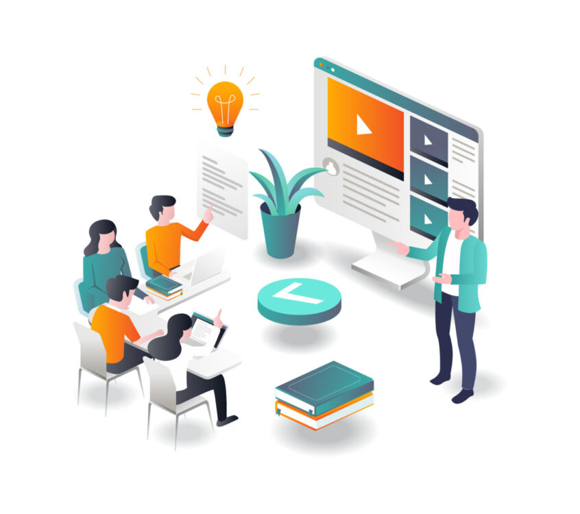 Isometric flat illustration concept. courses and online learning2